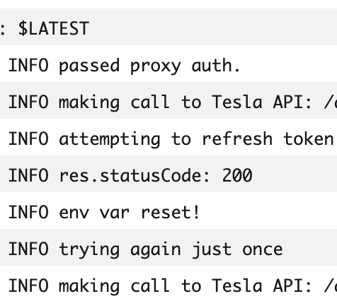 logs showing the token refresh on a cold call