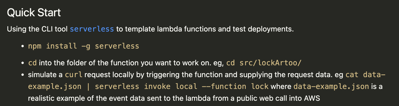the Quick Start in the README is super terse with serverless